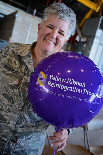 Senior Master Sgt. Barbara Woodruff is the new 932nd Yellow Ribbon Reintegration Program Coordinator.  She previously served in the 932nd Aeromedical Evacuation Squadron and brings many experiences to the office as she begins to help future deployers prepare, and welcome back those returning from deployments.  (U.S. Air Force photo by Tech. Sgt. Christopher Parr)