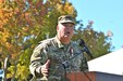 Maj. Gen. Nickolas Tooliatos gives his farewell speech following a retirement ceremony, Sept. 25, Moffett Field, Mountain View, Calif. Tooliatos, retired after 36 years of service to the Army Reserve after relinquishing command of the 63rd Regional Support Command. (U.S. Army Reserve Photo by Capt. Alun Thomas)