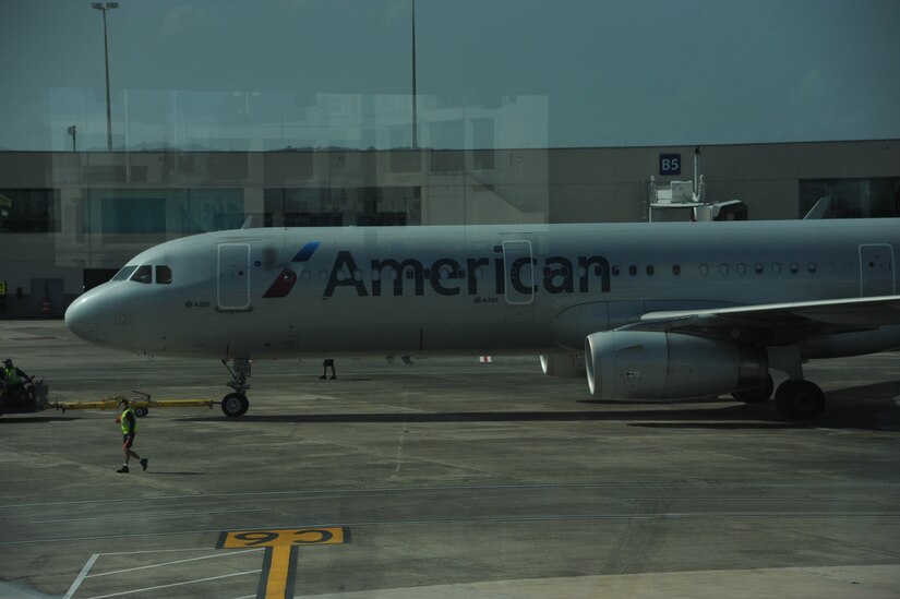 The airplane is ready for takeoff, the 246th QM Co. (Mortuary Affairs) will be deployed for approximately six months in the Middle East and be spread out in Kuwait, Iraq, Afghanistan and Jordan. September 28 at Luis Muñoz Marin Airport, San Juan, Puerto Rico.