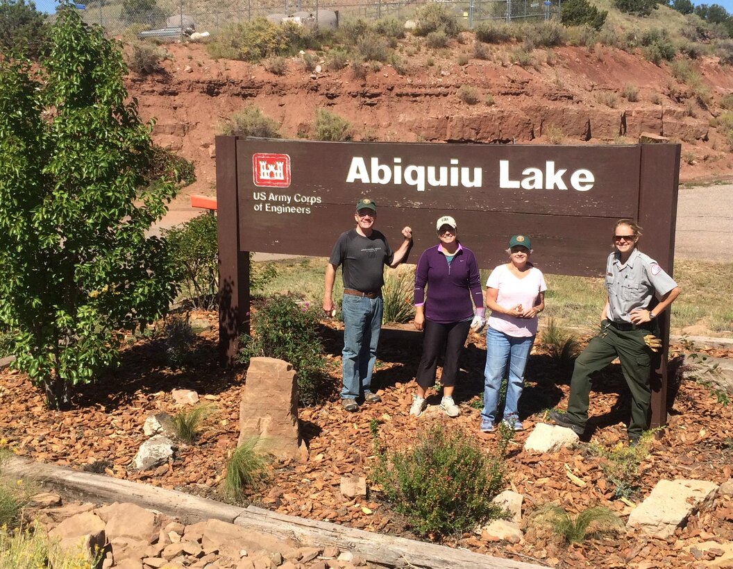 ABIQUIU LAKE, N.M., -- Some of the volunteers at the National Public Lands Day event at the lake, Sept. 24, 2016. Volunteers performed landscaping, trail maintenance and trash clean up.