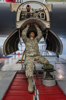 Senior Airman Jeremiah Davidson, from the Wyoming Air National Guard’s 153rd Maintenance Group, replaces a turbine overheat detector on a C-130H Hercules Sep. 26, 2016, in Cheyenne, Wyo. The aircraft assigned to the 153rd Airlift Wing are undergoing a 3.5 engine enhancement modification and will begin an operational use evaluation test program at the jointly run Air National Guard and Air Force Reserve test center in Tucson, Ariz. (U.S. Air National Guard photo/Senior Master Sgt. Charles Delano)