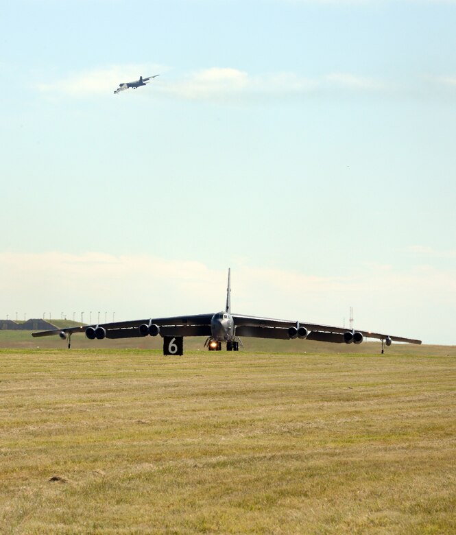 “Ghost Rider,” taxis Sept. 27, 2016, before it takes off to head to Minot Air Force Base, N.D., where it will rejoin the B-52H fleet.  The historic aircraft, 61-007, is the first B-52H to ever be regenerated from long-term storage with the 309th Aerospace Maintenance and Regeneration Group at Davis-Monthan AFB, Ariz., and returned to full operational flying status. (Air Force photo by Kelly White)