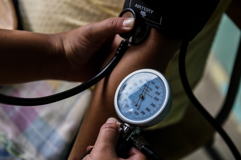 U.S. Army 1st Lt. Jenniffer Rodriguez, Joint Task Force-Bravo Medical Element medical surgical nurse and officer in-charge of the Olancho MEDRETE (medical readiness training exercise) checks a patient’s blood pressure during a MEDRETE in the village of Bacadilla, Olancho district, Honduras, Sept. 22, 2016. JTF-Bravo has been conducting MEDRETEs throughout Central America since 1993 to provide a variety of medical services to the local populations who otherwise would be unable to receive medical care from licensed providers. In 23 years, more than 330,000 patients have been treated during MEDRETEs.