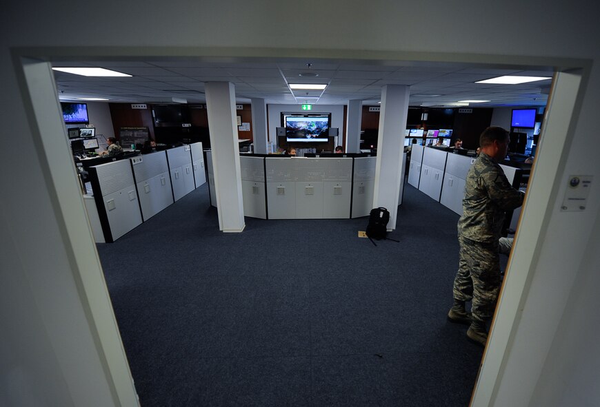 Airmen from the 21st Operational Weather Squadron monitor the weather Sept. 28, 2016, at Ramstein Air Base, Germany. The 21st OWS is responsible for weather coverage within the United States European Command and the United States Africa Command. (U.S. Air Force photo/ Airman 1st Class Savannah L. Waters)