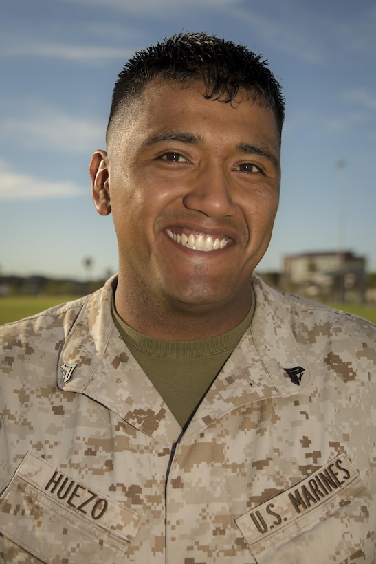 Cpl. Eddy Huezo, administrative clerk, Installation Personnel Administrative Center, Headquarters Battalion, spent his summers growing up in El Salvador. Since enlisting in the Marine Corps, he has learned to take both good and bad experiences and make the most of them. (Official Marine Corps photo by Cpl. Levi Schultz/Released)