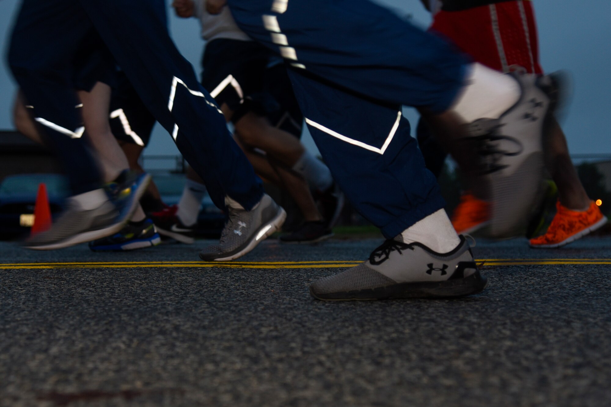Installation members sprint in the National Preparedness Month 5K on Joint Base Andrews, Md., Sept. 30, 2016. NPM is a month to educate JBA members on ways to prepare for natural disasters, active shooters, and a terrorist attacks. The run was hosted by the 11th Civil Engineering Squadron. (U.S. Air Force photo by Airman 1st Class Valentina Lopez)