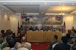 Kul Prasad Chudal, Nepal joint secretary ministry of defense (left), offers his concluding remarks during the disaster relief exchange exercise (DREE) in Kathmandu, Nepal, Sept. 22, 2016. The bi-lateral disaster exercise, focused on earthquake preparedness, is part of the enduring collaboration between the U.S. and Nepalese governments to prepare for natural disasters in the Indo-Asia-Pacific theater.