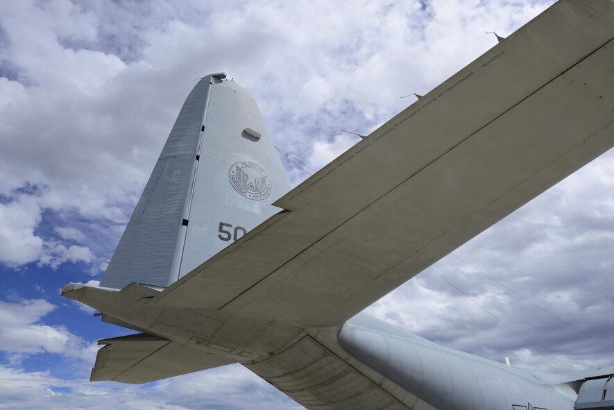 A C-130T stages before executing a functional-check flight at Davis-Monthan Air Force Base, Ariz., Sept. 28, 2016. The 576th Aerospace Maintenance and Regeneration Squadron prepared a KC-130T for use by the Philippine Air Force by removing sensitive communications equipment. (U.S. Air Force photo by Airman Nathan H. Barbour)