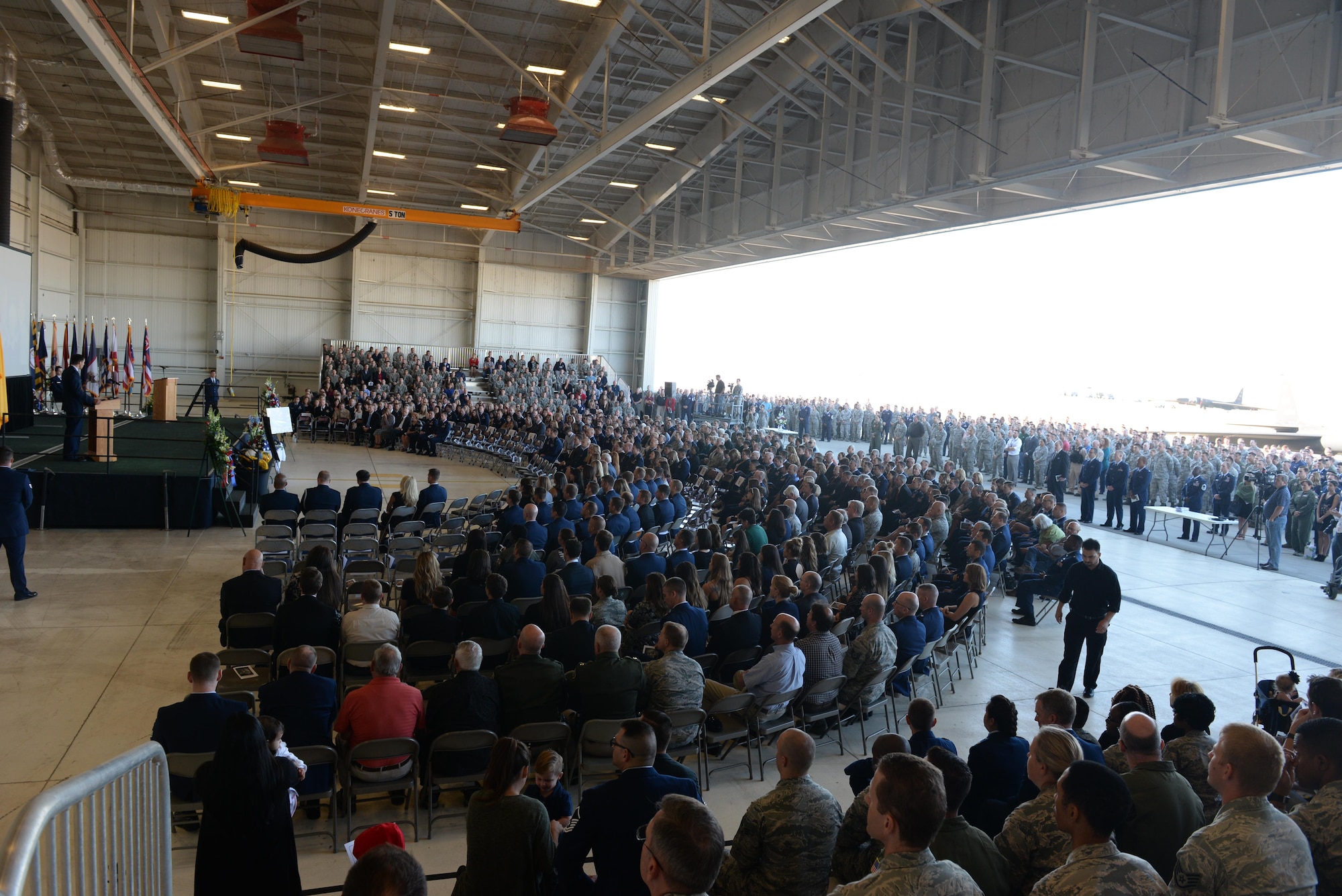 Hundreds of attendees gather for a memorial service for Lt. Col. Steve “Shooter” Eadie, Sept. 29, 2016, at Beale Air Force Base, California. Eadie was assigned to the 1st Reconnaissance Squadron and served as a U-2 instructor pilot. He is survived by his wife Ashley, and their six children. (U.S. Air Force photo/Staff Sgt. Bobby Cummings)