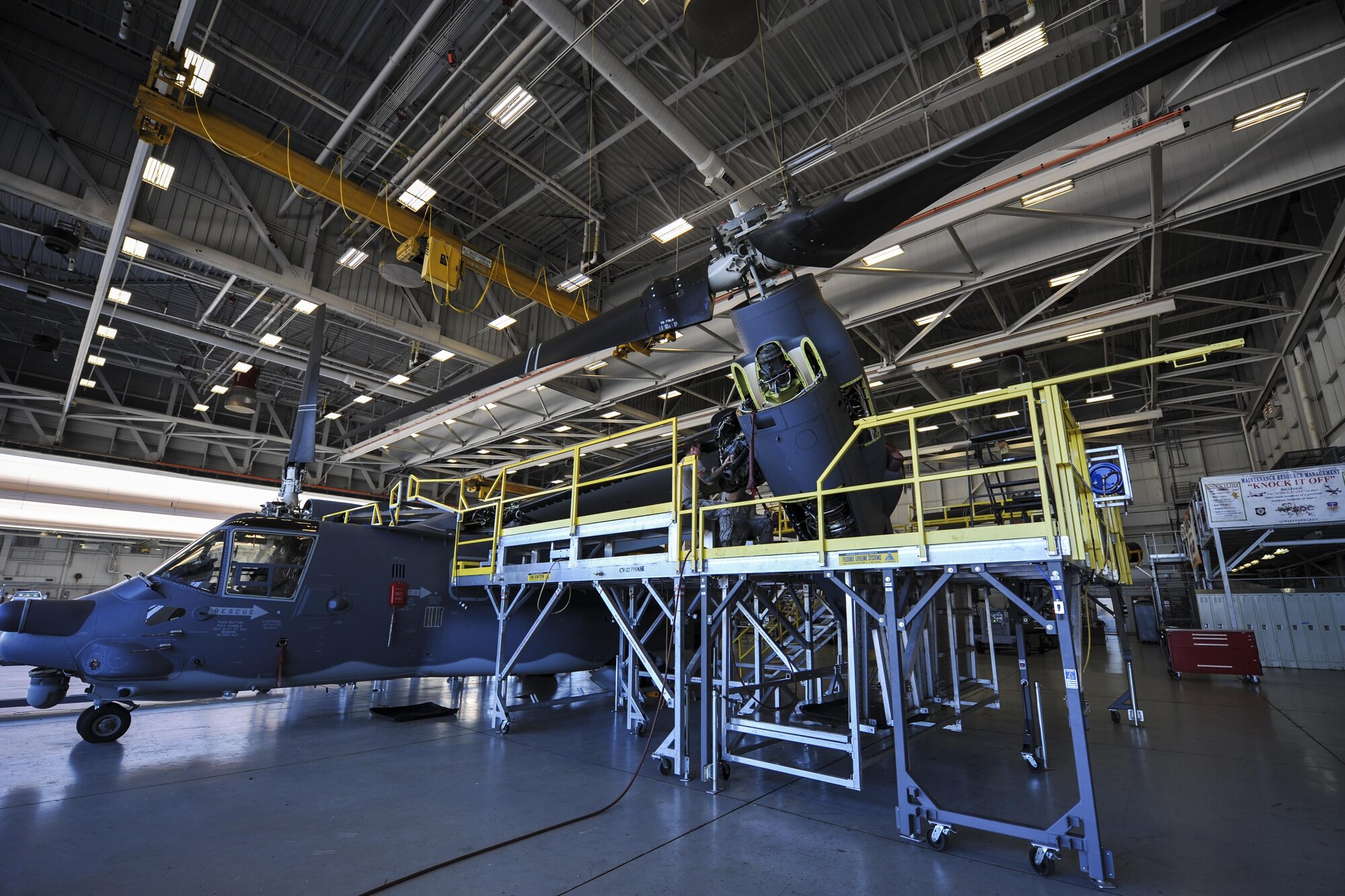 The CV-22 Osprey is a tiltrotor aircraft that combines the vertical takeoff, hover and vertical landing characteristics of a helicopter with the long-range, fuel efficiency and speed characteristics of a turboprop aircraft. Its mission is to conduct long-range infiltration, exfiltration and resupply missions for special operations forces. (U.S. Air Force photo by Airman 1st Class Joseph Pick)