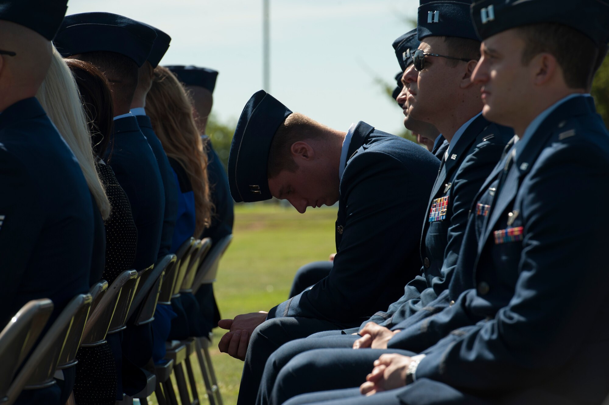 U.S. Air Force Airmen assigned to the 39th Airlift Squadron observe the TORQE 62 memorial ceremony at Dyess Air Force Base, Texas, Sept. 30, 2016. The 39th Airlift Squadron lost four of their Airmen after a C-130J Super Hercules crashed while deployed in Jalalabad, Afghanistan, Oct. 2, 2015. (U.S. Air Force photo by Airman 1st Class Rebecca Van Syoc)