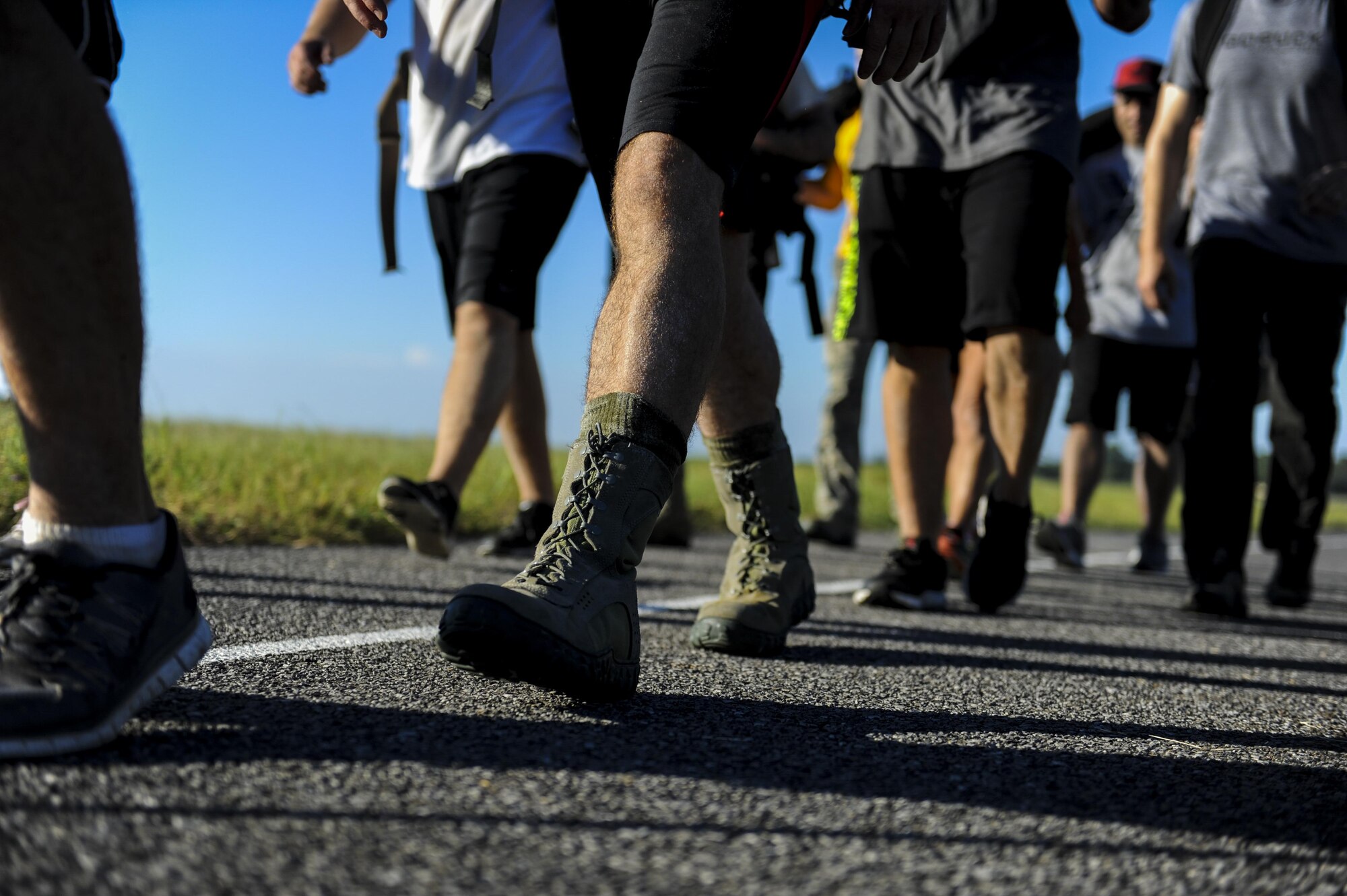 Air Commandos march in formation at Hurlburt Field, Fla., Sept. 29, 2016. The march was one of the many events that took place during the group’s participation in the Air Force Special Operation Command Team Cohesion Challenge. (U.S. Air Force photo by Airman Dennis Spain)
