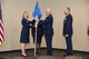 Col. Stanley L. Stefancic III receives the 188th Intelligence, Surveillance and Reconnaissance Group guidon from Col. Bobbi J. Doreenbos, 188th wing commander, during the change of command  ceremony March 1, 2017 at Ebbing Air National Guard Base, Fort Smith, Ark. Stefancic has served 24 years in the intelligence career field and has an extensive background in intelligence support to unit-level operations. (U.S. Air National Guard photo by Senior Airman Matthew Matlock) 