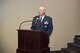 Col. Stanley L. Stefancic III speaks during the 188th Intelligence, Surveillance and Reconnaissance Group change of command ceremony March 1, 2017 at Ebbing Air National Guard Base, Fort Smith, Ark. Stefancic spoke about the ISRG’s past and future and how the two missions would move to the next level.  (U.S. Air National Guard photo by Senior Airman Matthew Matlock) 