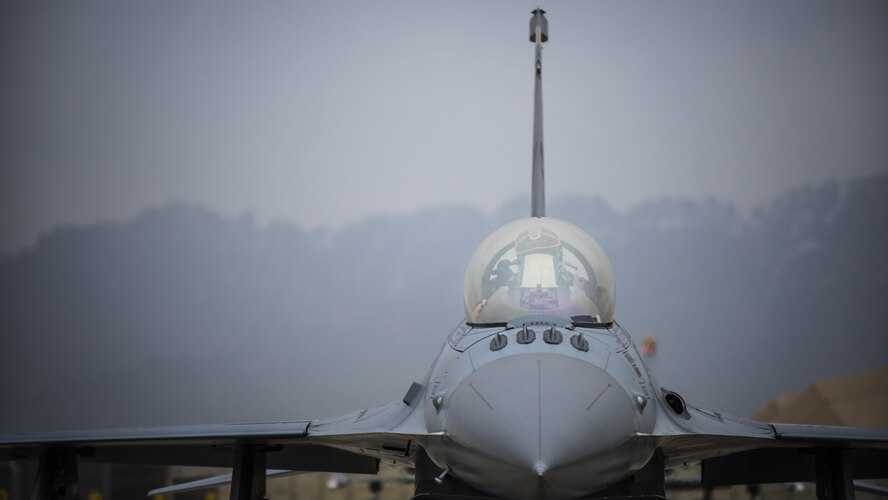 Lt. Col. Craig Andrle, 79th Expeditionary Fighter Squadron commander, taxis after a combat sortie March 20, 2017 at Bagram Airfield, Afghanistan. During four deployments, Andrle has flown more than 1,000 combat hours. (U.S. Air Force photo by Staff Sgt. Katherine Spessa)