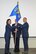 Col. Kristin Streukens, 151st Air Refueling Wing Commander, hands the 151st Intelligence, Surveillance and Reconnaissance Group guidon to Lt. Col. Darrin Ray, 151st ISRG Commander, during the unit stand up ceremony on March 4, 2017 at the Roland R. Wright Air National Guard Base in Salt Lake City. (U.S. Air National Guard photo by Staff Sgt. Nathan Cragun)
