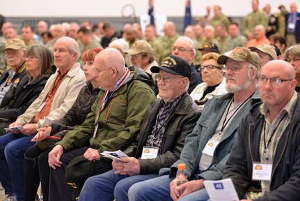 Veterans of World War II joined current Soldiers of the 41st Infantry Brigade Combat Team to celebrate the 41st Division Centennial Anniversary, April 1, 2017, in a ceremony at the 41st Infantry Division Armed Forces Reserve Center at Camp Withycombe in Clackamas, Ore. The ceremony honored the 41st Division's 100-year history and generations of service from World War I to the Soldiers of the 41st Infantry Brigade Combat Team today. 