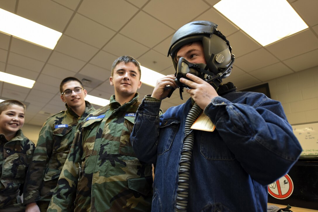 Eight Cadets with the Mansfield Flight 177 Civil Air Patrol toured the 180th Fighter Wing in Swanton, Ohio on March 11, 2017. Cadets visited Aircrew Flight Equipment and tried on pilot equipment, the aircraft hangar to see an F-16 and the Northwest Ohio 9/11 Memorial. The Civil Air Patrol is an auxiliary of the U.S. Air Force and has three primary missions: aerospace education, cadet programs and emergency services.