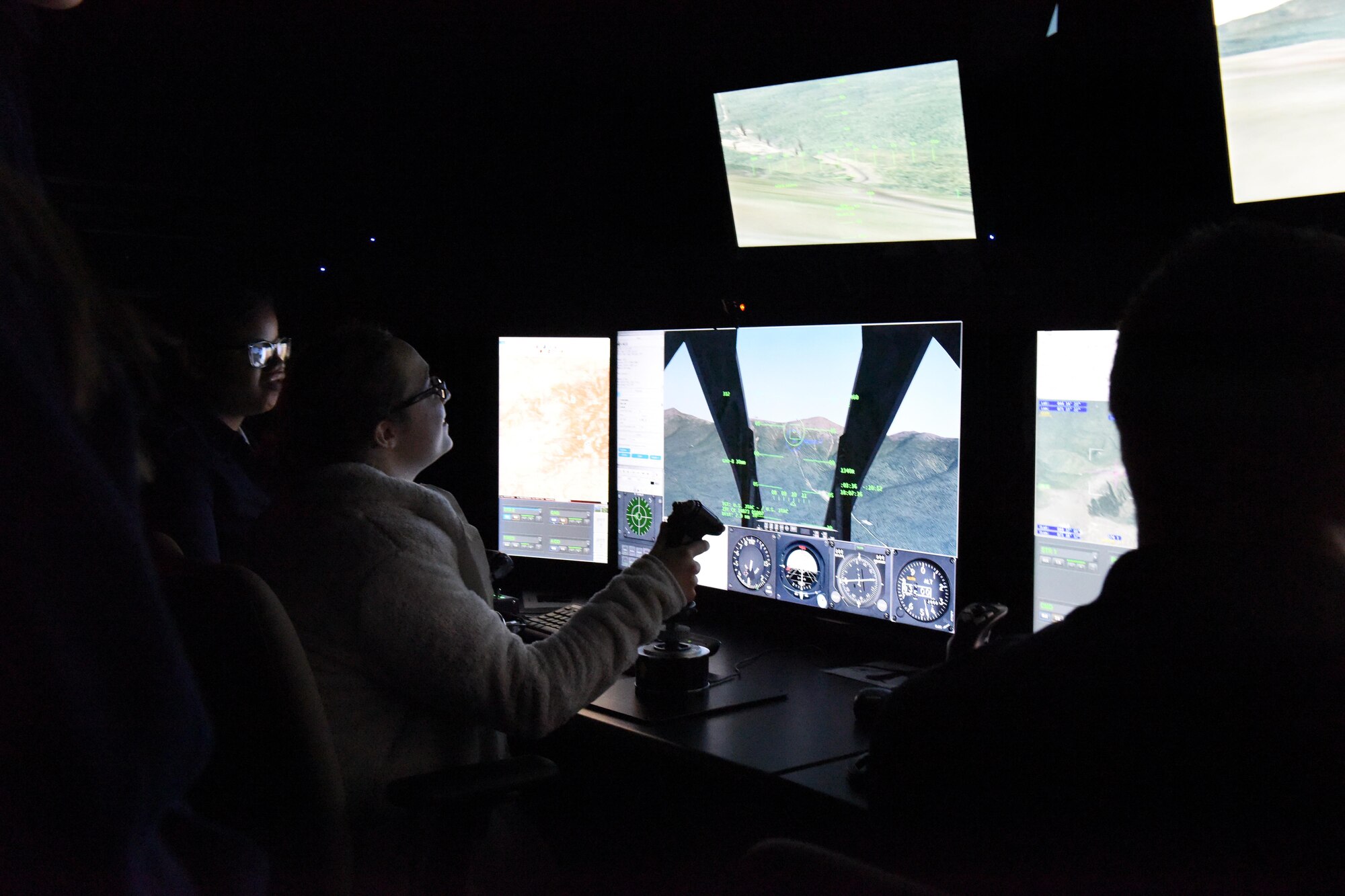 Central York School District Air Force Junior Reserve Officer Training Corps cadets use the 148th Air Support Operation Squadron’s Joint Terminal Attack Controller Training Simulator, Fort Indiantown Gap, Annville, Pennsylvania, March 30, 2017. Airmen of the 193rd Regional Support Group gave the Central York cadets, along with Coatesville Area School District cadets a tour of both Army and Air Force facilities at Ft. Indiantown Gap. (U.S. Air National Guard Photo by Master Sgt. Culeen Shaffer/Released)