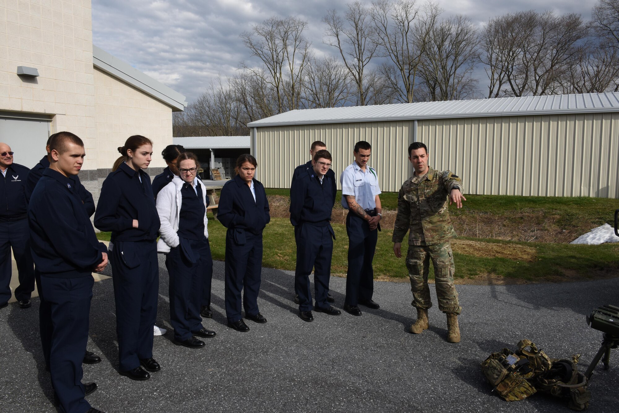 Central York School District Air Force Junior Reserve Officer Training Corps cadets check out 148th Air Support Operation Squadron’s equipment, Fort Indiantown Gap, Annville, Pennsylvania, March 30, 2017. Airmen of the 193rd Regional Support Group gave the cadets a tour of both Army and Air Force facilities at Ft. Indiantown Gap. (U.S. Air National Guard Photo by Master Sgt. Culeen Shaffer/Released)