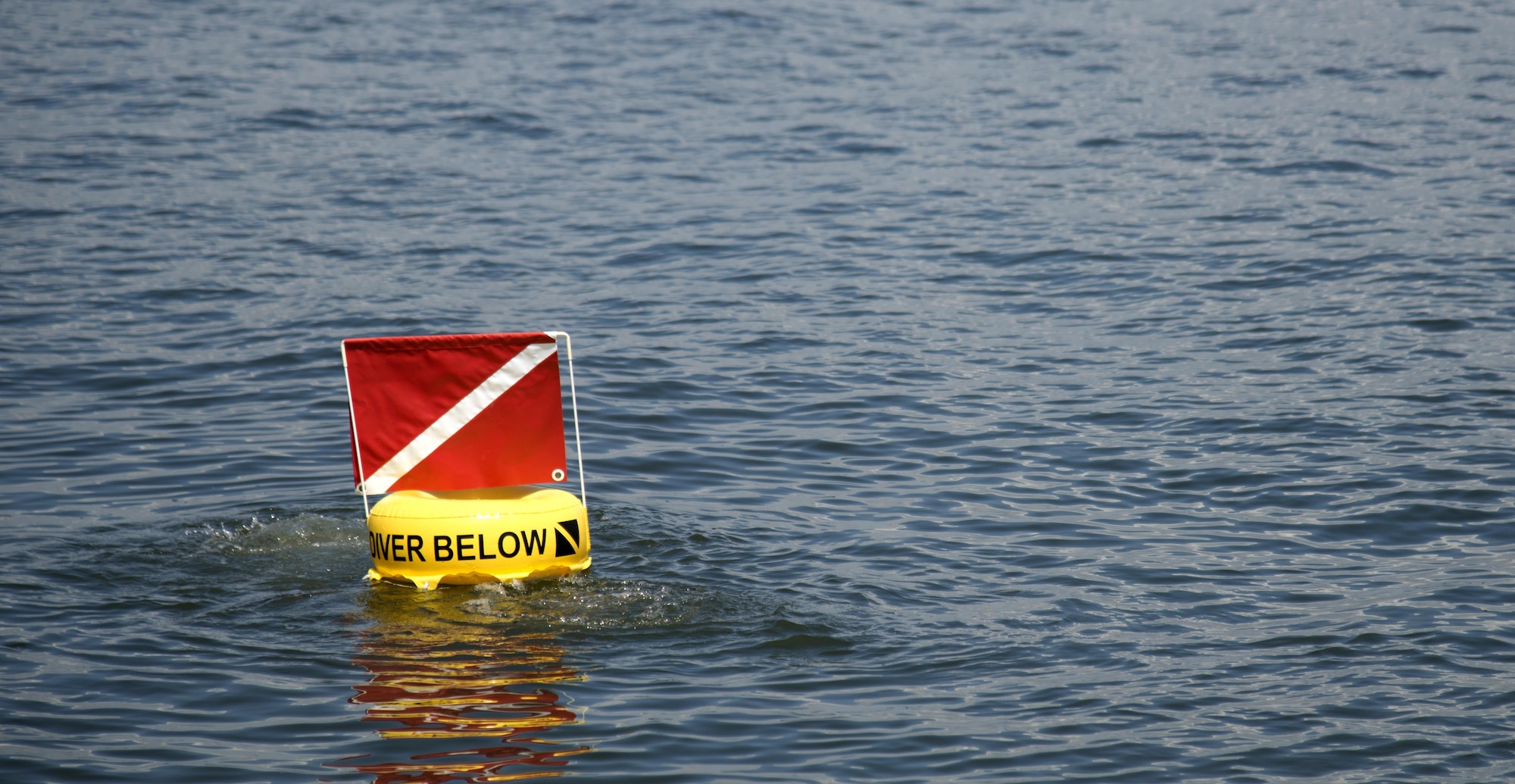 A safety flag buoy advises boater of divers under water during the “Diving against Debris” event March 26, 2017 at MacDill Air Force Base, Fla. Safety was critical during the cleanup event to ensure the well-being of divers. (U.S. Air Force Photo by Airman 1st Class Rito Smith)