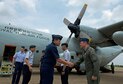 U.S. Air Force Lt. Col. James McFarland, exercise director for the U.S. Air Force greets Royal Thai air force (RTAF) Air Chief Mashal Surasak Toongtong, Chief of the Air Staff for the RTAF during his arrival to the closing ceremony for Cope Tiger 17 at Korat Royal Thai Air Force Base, Thailand, March 31, 2017. The annual multilateral exercise is aimed at improving combined combat readiness and interoperability between the Republic of Singapore air force, Royal Thai air force, and U.S. Air Force, while concurrently enhancing the three nations&#39; military relations.  (U.S. Air Force photo by Staff Sgt. Kamaile Chan)