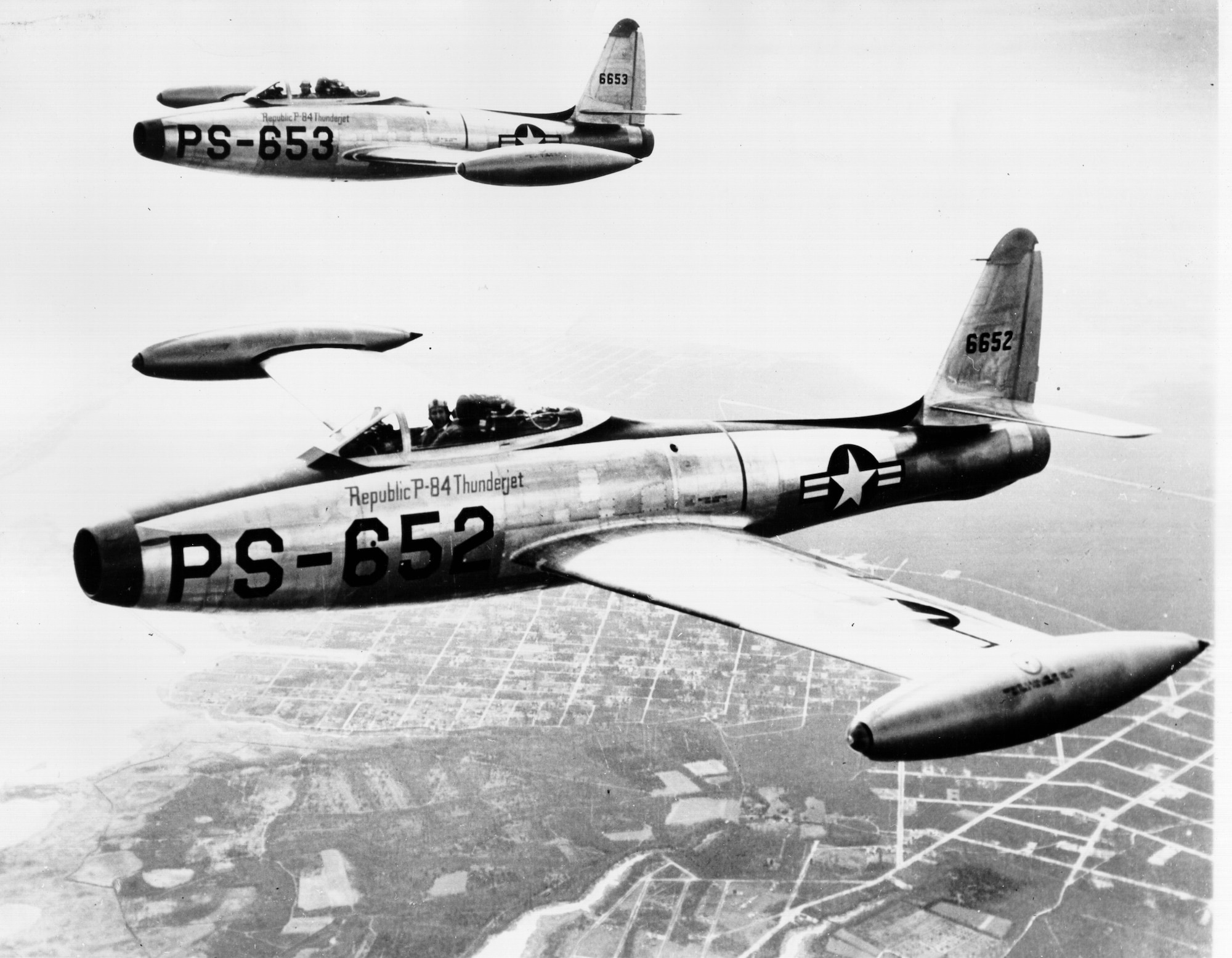 Republic P-84 Thunderjet aircraft in flight. (Courtesy photo)
