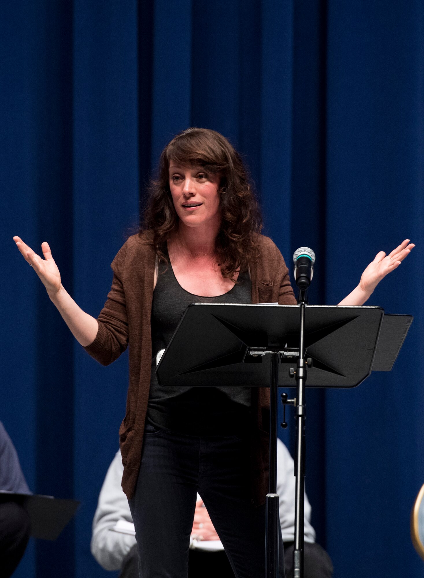 Samantha Soule, actress, preforms during a scene of, “Jesus Hopped The ‘A’ Train,” March 20, 2017, at Yokota Air Base, Japan. For the performance, Soule played the role of Mary Jane Hanrahan. (U.S. Air Force photo by Airman 1st Class Donald Hudson) 