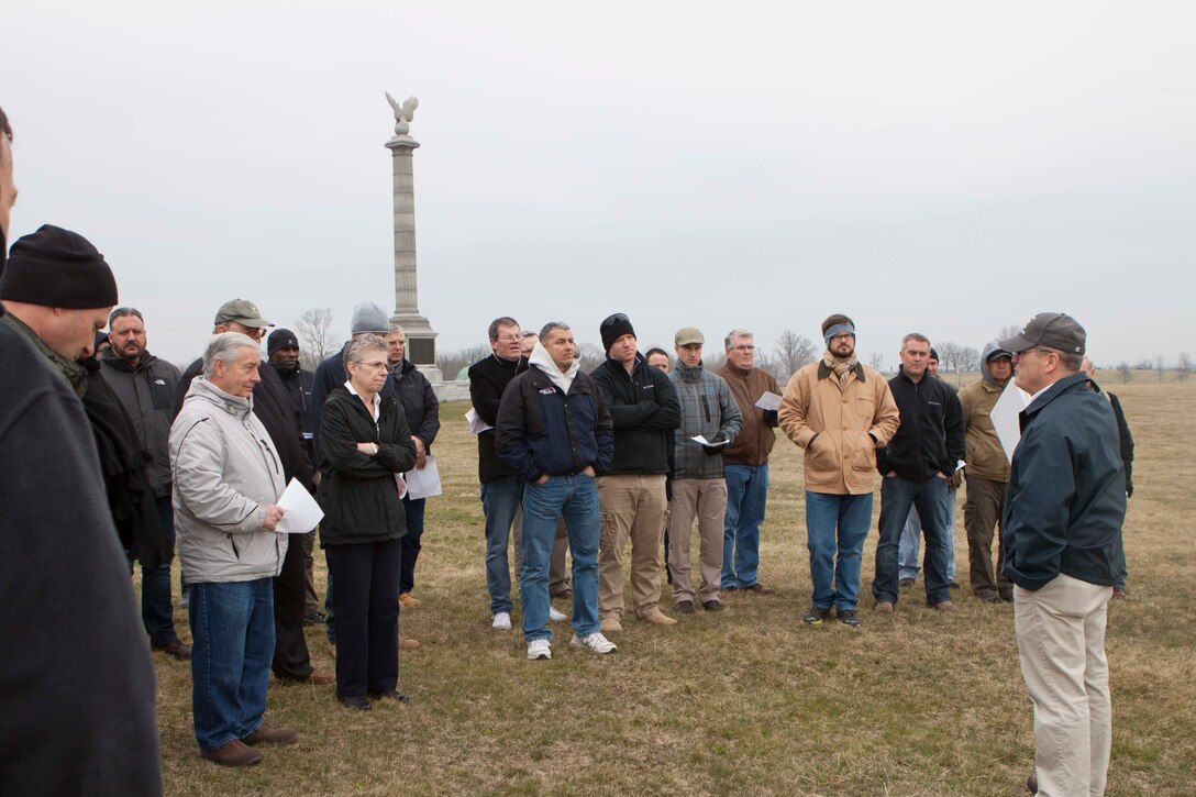 The group toured Antietam Battlefield on a logistics staff ride.  