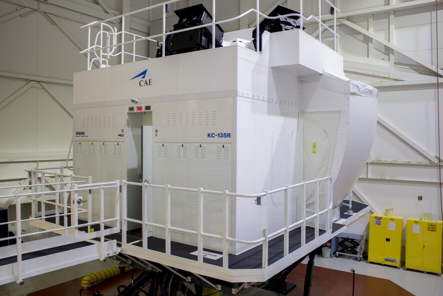 CAE USA the primary contractor for the KC-135 Stratotanker aircrew training system, recently received authorization to operate on the Air Force’s Distributed Training Center Network. This means the KC-135 Stratotanker simulators will be connected to other mobility Air Force platforms allowing for live, virtual-constructive training between different bases. (Courtesy Photo Hunter Register) 
