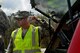U.S. Air Force Tech. Sgt. Brian Ficzner, 20th Civil Engineer Squadron assistant operations chief, talks over a radio during a major accident response exercise in Sumter, S.C., March 30, 2017. The exercise tested the coordination between Sumter and Shaw Air Force Base, S.C., responders in the event of an aircraft mishap. (U.S. Air Force photo by Airman 1st Class Destinee Sweeney)