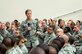 Lt. Col. Meghan Doherty, the 326th Training Squadron commander, addresses Airmen during Airmen’s Week April 3, 2017, at the Pfingston Reception Center at Joint Base San Antonio-Lackland, Texas. Airmen’s Week is a 31-hour, values-based course with a mission to “develop professional, resilient Airmen, inspired by our heritage, committed to the Air Force core values, and motivated to deliver airpower for America.” (U.S. Air Force photo/Johnny Saldivar)