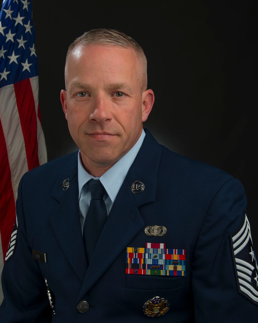 Portrait of 130th Airlift Wing Command Chief Kevin Cecil. 