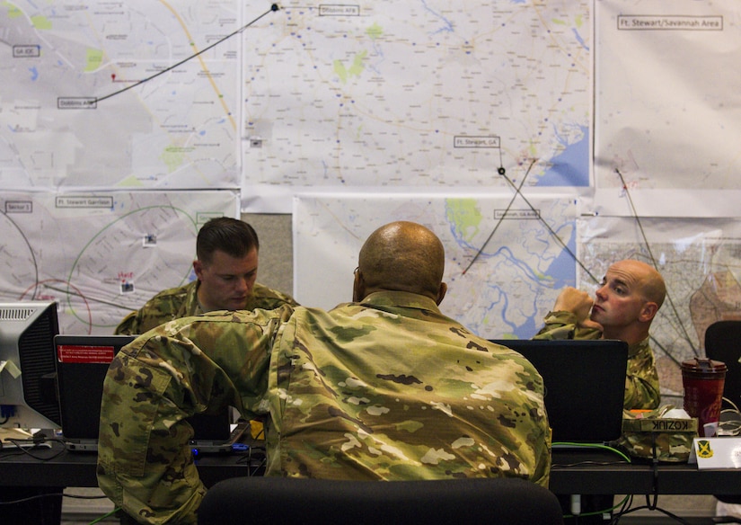 The 317th Military Police Battalion from Tampa, Fla., participate in the Defense Support of Civil Authority (DSCA) training exercise ‘Vigilant Guard’ from March 27 to April 2, 2017 at Fort Stewart, Ga. The training scenario required U.S Army Reserve and National Guard troops to respond to a category 3 hurricane. (U.S. Army Reserve photo by Sgt. Elizabeth Taylor)