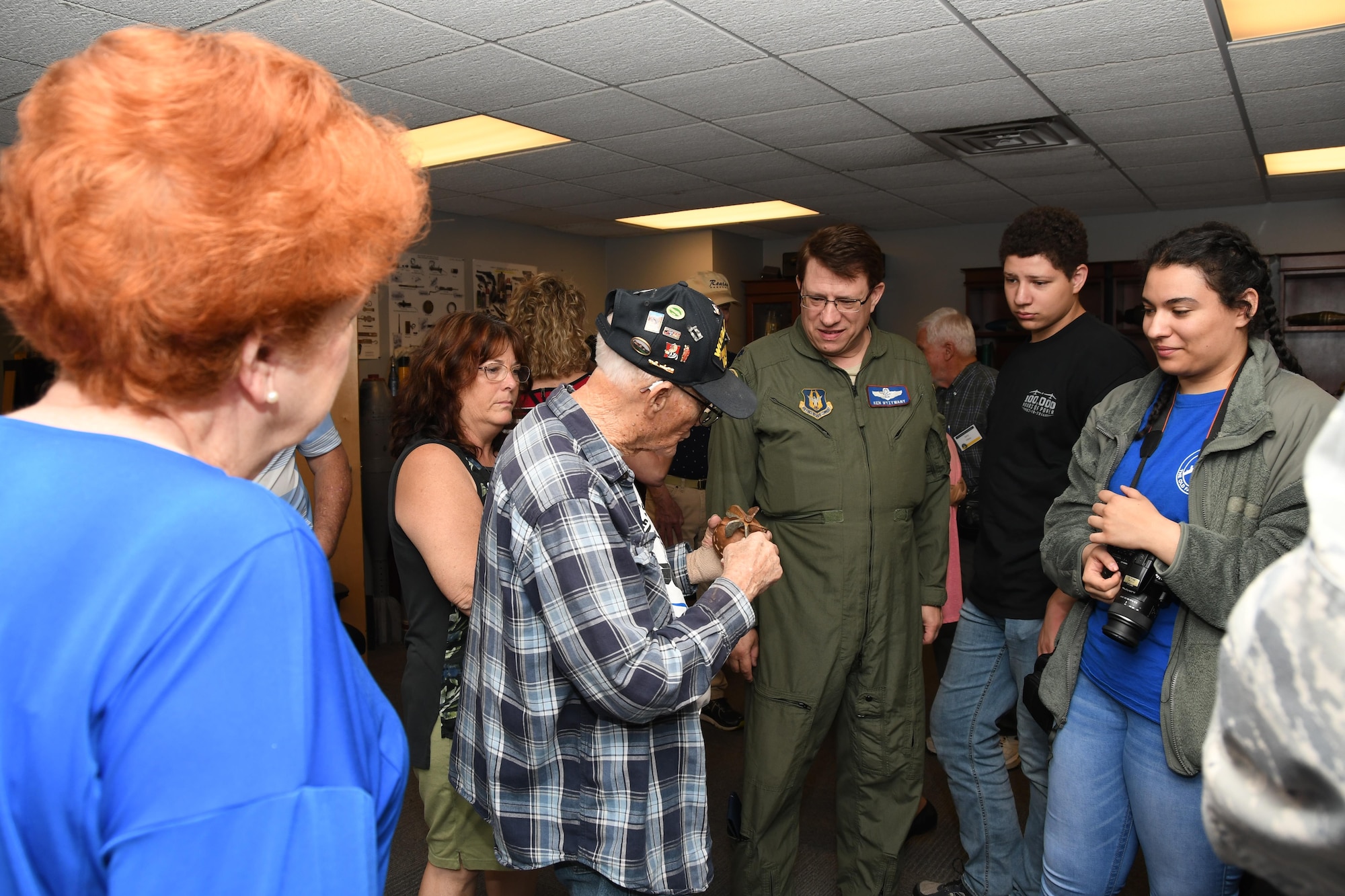 Current and former members of the 307th Bomb Wing toured the 2nd Bomb Wing’s Explosive Ordnance Disposal on Barksdale Air Force Base, La. March 31, 2017. The 307th BW hosted a reunion to celebrate the 75th anniversary of the unit and included alumni from wars such as World War II, the Korean War, Vietnam and the Cold War. (U.S. Air Force photo by Staff Sgt. Callie Ware/Released)
