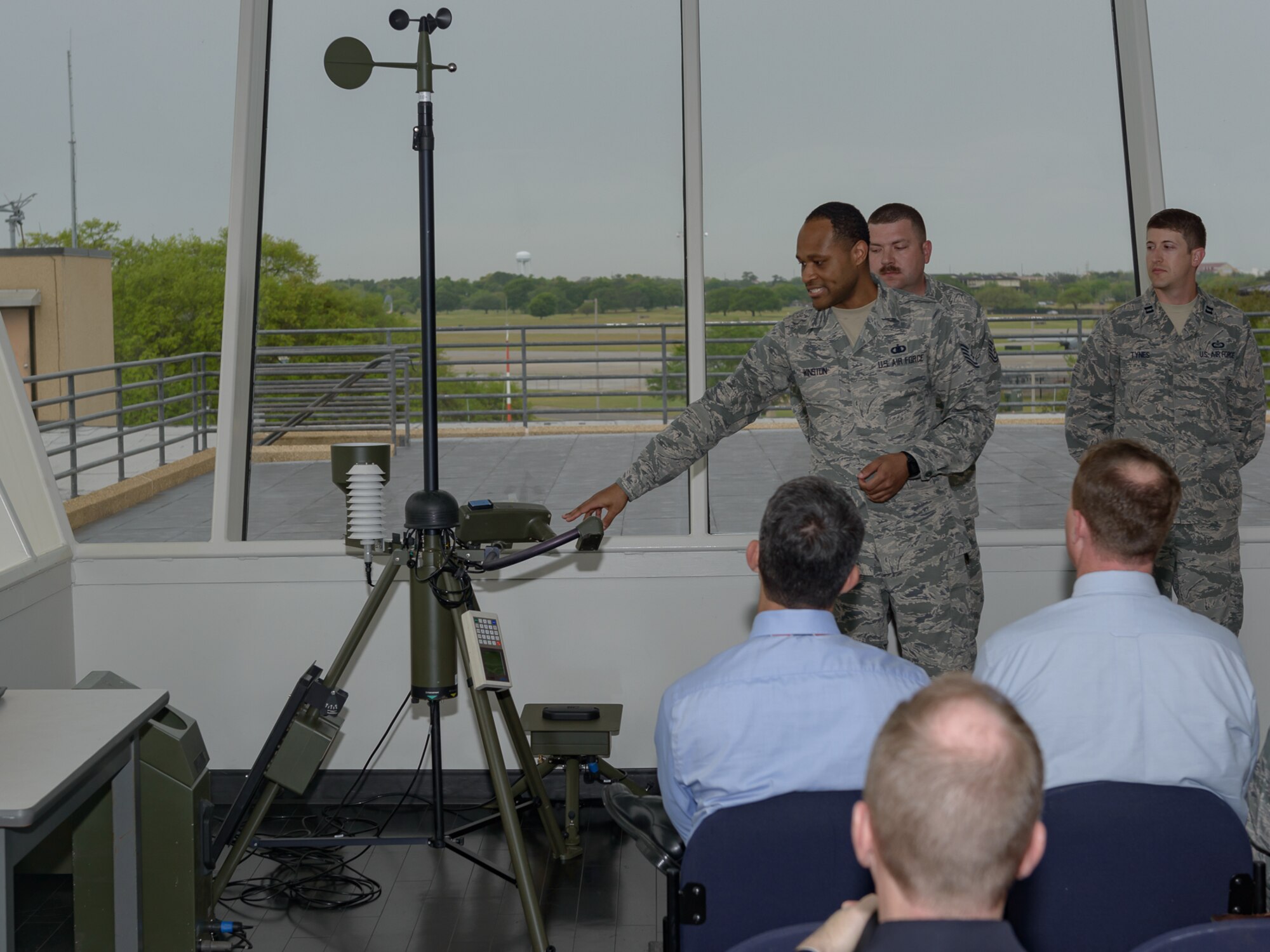 Tech Sgt. Jonathan Winston, 335th Training Squadron instructor briefs 81st Training Wing honorary commanders on the Tactical Meteorological Observing System at the Weather Training Complex, Mar. 30, 2017, on Keesler Air Force Base, Miss. The visit highlighted the training mission of the 81st Training Group for 81st TRW honorary commanders. (U.S. Air Force photo by Andre’ Askew)     