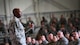Chief Master Sgt. of the Air Force Kaleth O. Wright, visits Whiteman Air Force Base, Mo., for an all-call where he spoke with hundreds of Airmen conveying his strategic messages on March 17, 2017. Wright took questions from a dozen Airmen ranging from policy to quality of life. The CMSAF serves as a personal advisor to the Air Force Chief of Staff and Secretary of the Air Force on all issues regarding the welfare, readiness, morale, proper utilization, and progress of the enlisted force and their families. (U.S. Air Force photo/Tech Sgt. Andy M. Kin)