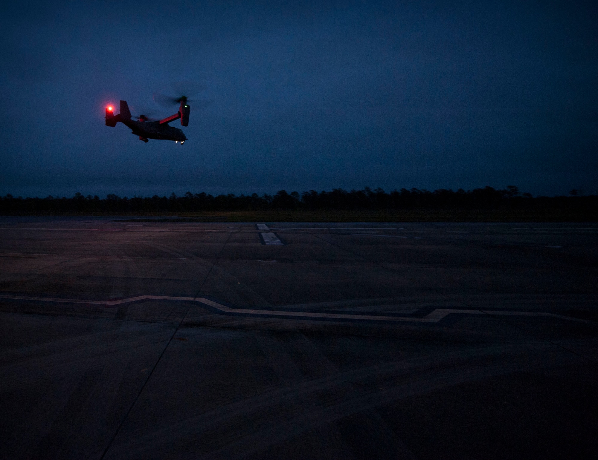 A CV-22 Osprey approaches the Landing Helicopter Deck at Duke Field, Fla., April 3, 2017. The LHD will serve as part of the aircraft carrier qualification, decreasing the amount of time 8th Special Operations Squadron and 8th Aircraft Maintenance Unit personnel spend off station to fulfill the requirement. Additionally, the LHD has the potential to save the Air Force $2.2 million annually. (U.S. Air Force photo by Senior Airman Krystal M. Garrett)