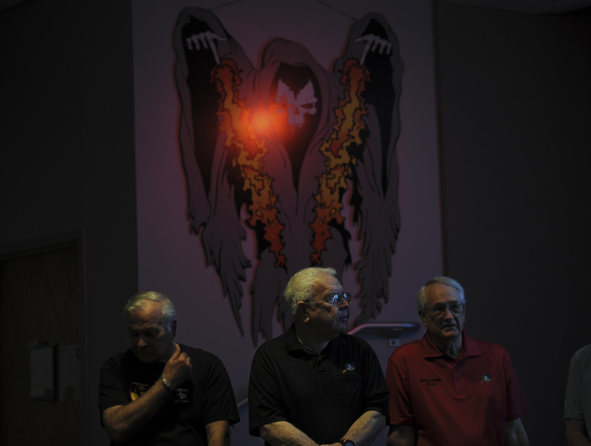 Past crewmembers of various C-130 aircraft attend the 50th Anniversary at Hurlburt Field, Fla., March 31, 2017. These Air Commandos served in various wars, such as the Vietnam War, and were some of the first to experience the gunship’s power firsthand. (U.S. Air Force photo by Airman 1st Class Dennis Spain)