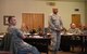 Maj. Gen. Anthony Cotton, 20th Air Force and Task Force 214 commander, watches a leadership clip during the 20th AF Senior Leader Conference on F.E. Warren Air Force Base, Wyo., March 30, 2017. Cotton empowered squadron commanders in attendance to innovate within their units and share ideas on how to take care of their Airmen. The 20th AF SLC focused on revitalizing the squadron as a core fighting unit, a major focus area of Gen. David L. Goldfein, Air Force Chief of Staff.  (U.S. Air Force photo by Glenn Robertson)