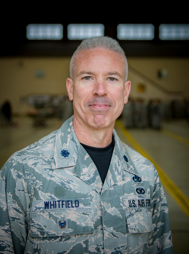 Lt. Col. Bernabe F. Whitfield, 374th Maintenance Group deputy commander, poses for photo after the 374th Maintenance Group Wrenchbender Rodeo March 31, 2017, at Yokota Air Base, Japan. Teams from various maintenance squadrons competed against each other in nine events including: 4-man push-ups, vehicle push, blindfolded toolbox buildup, maintenance relay, tow bar obstacle course, leadership tool identification, chock hold, Self-Aid and Buddy Care relay and finished with a C-130 pull. (U.S. Air Force photo by Airman 1st Class Donald Hudson)