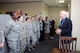 Retired Chief Master Sgt. Robert Gaylor visits with Airmen from the Air Force Installation and Mission Support Center at Joint Base San Antonio-Lackland, March 30, 2017. Gaylor was the fifth Chief Master Sergeant of the Air Force serving from 1977-1979. Now at age 86, Gaylor continues to visit Airmen across the Air Force. (U.S. Air Force photo by Malcolm McClendon)