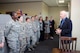 Retired Chief Master Sgt. Robert Gaylor visits with Airmen from the Air Force Installation and Mission Support Center at Joint Base San Antonio-Lackland, March 30, 2017. Gaylor was the fifth Chief Master Sergeant of the Air Force serving from 1977-1979. Now at age 86, Gaylor continues to visit Airmen across the Air Force. (U.S. Air Force photo by Malcolm McClendon)