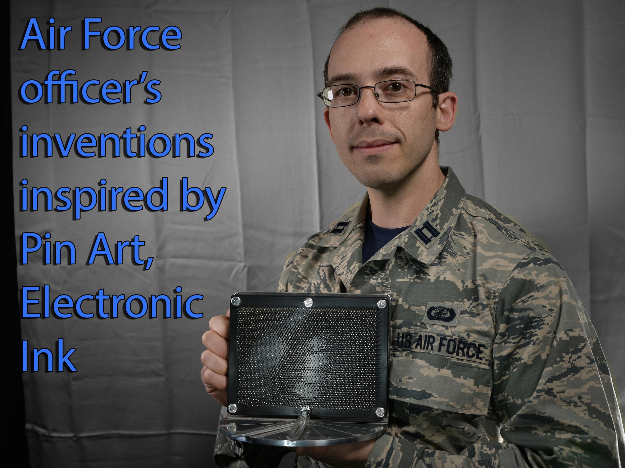 Capt. Daniel Stambovsky, a physicist assigned to the 32nd Intelligence Squadron at Fort Meade, Maryland, recently received notification that two of patents from his previous assignment at the Air Force Research Laboratory in Rome, New York, have been processed and approved: the “Actuated Pin Antenna Reflector” and the “Radio Frequency Emissive Display Antenna and System for Controlling.” (U.S. Air Force graphic/Staff Sgt. AJ Hyatt)