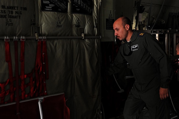 Iraqi Air Force Maj. Samar Kamal, loadmaster, inspects a C-130J Super Hercules at Martyr Muhammad Alaa Air Base, Iraq, March 20, 2017. Kamal is responsible for on-loading and off-loading of the aircraft.  (U.S. Air Force photo/Tech. Sgt. Kenneth McCann)