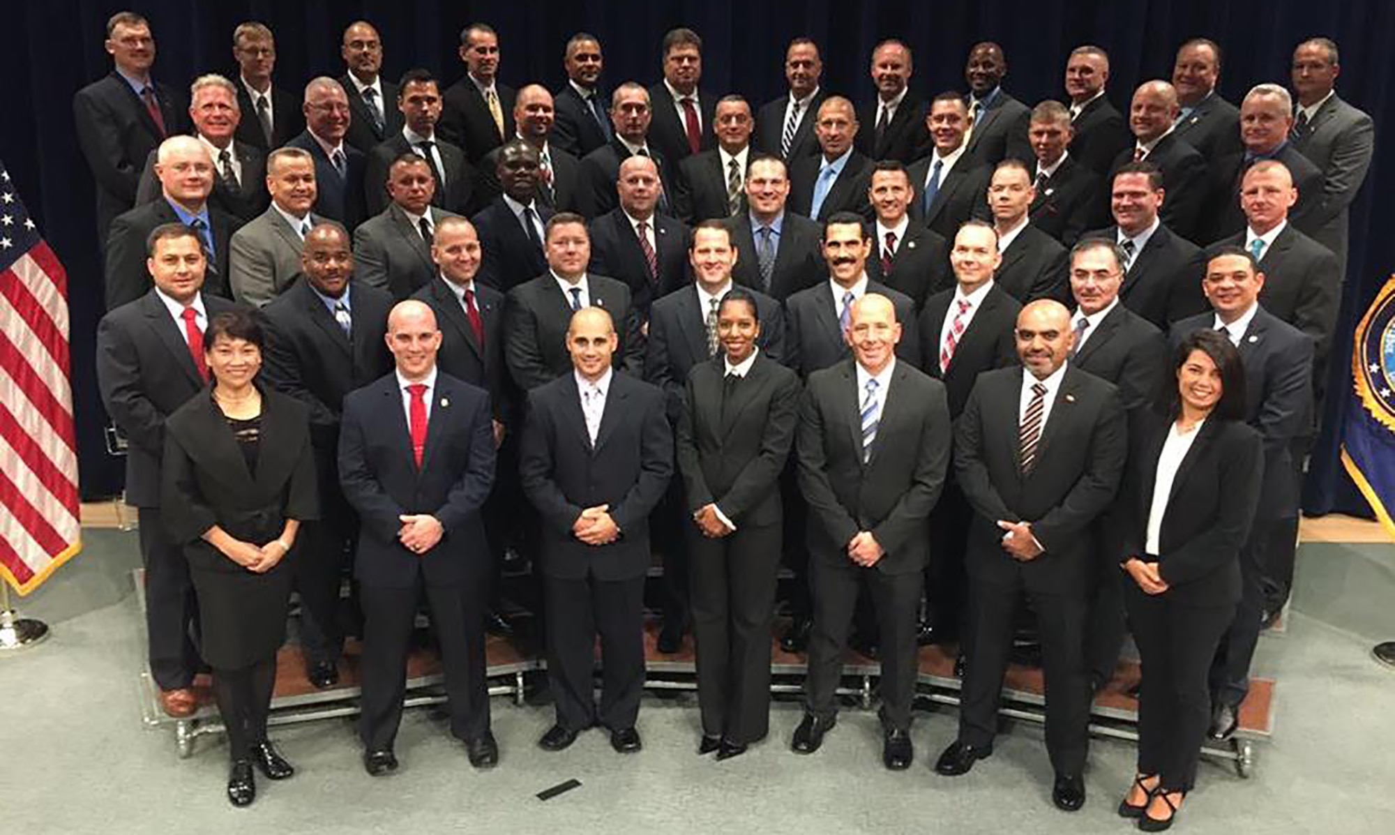 Assistant Special Agent in Charge Paul Sternal from the Defense Criminal Investigative Service was one of 222 law enforcement professionals to graduate from the FBI's National Academy Program on Dec. 16. The graduation ceremony was held in Quantico, Virginia. He is shown above, second row from the
bottom, third from the right, with his cohort of 49 people.
