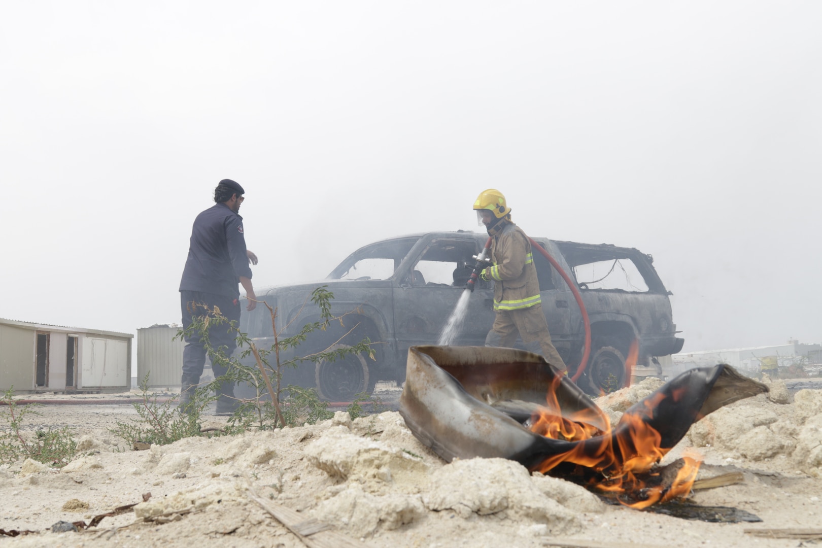 Civilian and military personnel from Kuwait, Qatar, Saudi Arabia and the U.S. conduct counterterrorism drills, search and rescue operations and responded to a mock vehicle explosion as part of exercise Eagle Resolve 2017, March 28, 2017, in Kuwait. The training exercises participant’s ability to respond as a combined joint task force headquarters staff. Exercise Eagle Resolve is the premier U.S. multilateral exercise within the Arabian Peninsula. Since 1999, Eagle Resolve has become the leading engagement between the U.S. and Gulf Cooperation Council nations to collectively address the regional challenges associated with asymmetric warfare in a low-risk setting.