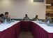 Col. Brandon Parker, 2nd Bomb Wing vice commander, and Chief Master Sgt. Reiko Meeks, 2nd BW acting command chief, speak to Airmen during breakfast at Barksdale Air Force Base, La., April 4, 2017. The group brainstormed how to best use the funds earned through the recent CINC (spell out) visit.(U.S. Air Force photo/Airman 1st Class Stuart Bright)