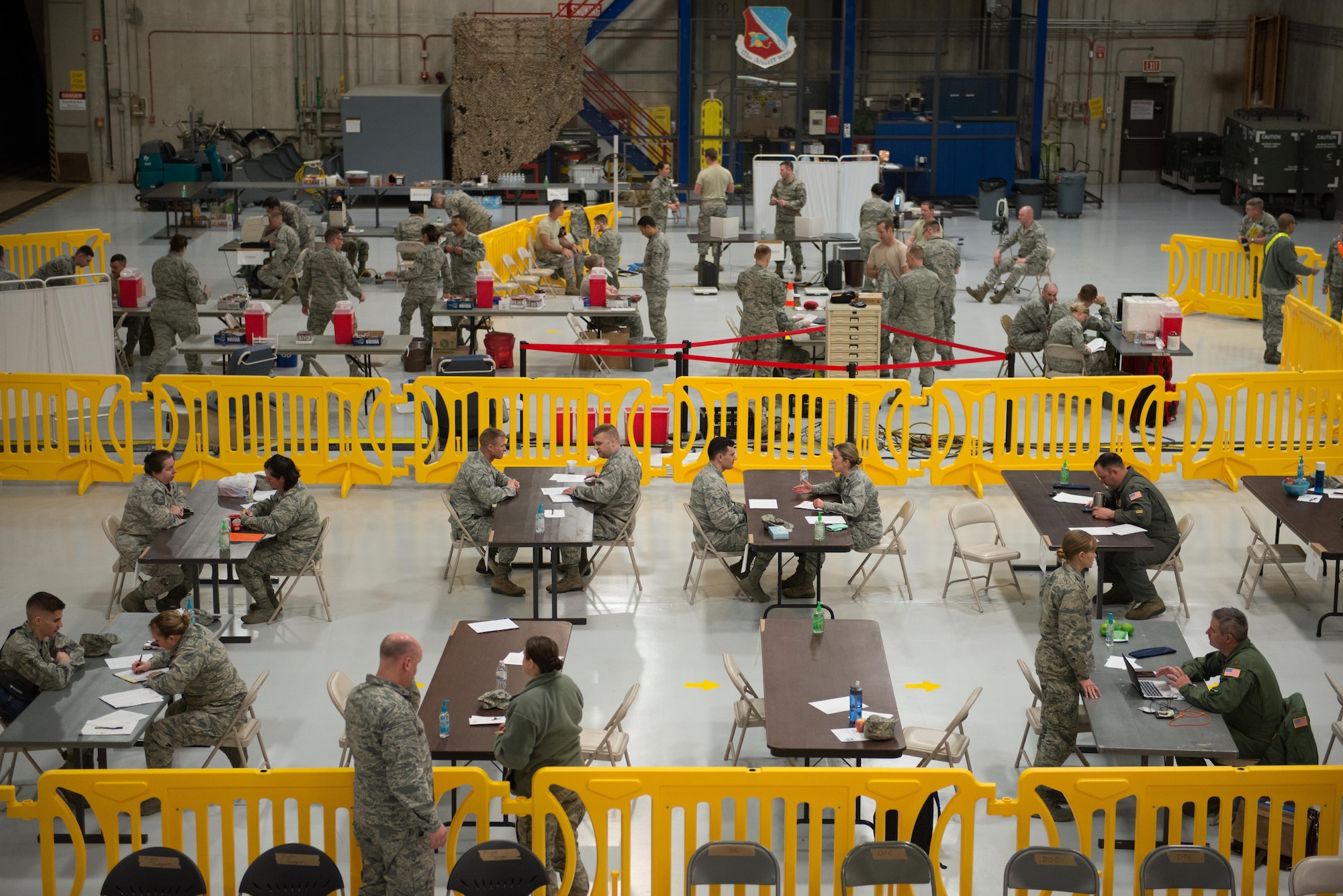 Members of the 934th Aeromedical Staging Squadron provide annual physicals for wing members on April 2.