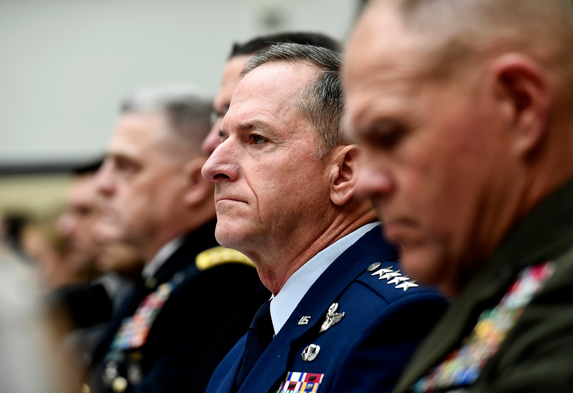 Air Force Chief of Staff Gen. David Goldfein testifies before the House Armed Services Committee April 5, 2017, in Washington, D.C., on the impacts of operating the service under a year-long continuing resolution.  Goldfein testified with his service chief counterparts. (U.S. Air Force photo/Scott M. Ash)